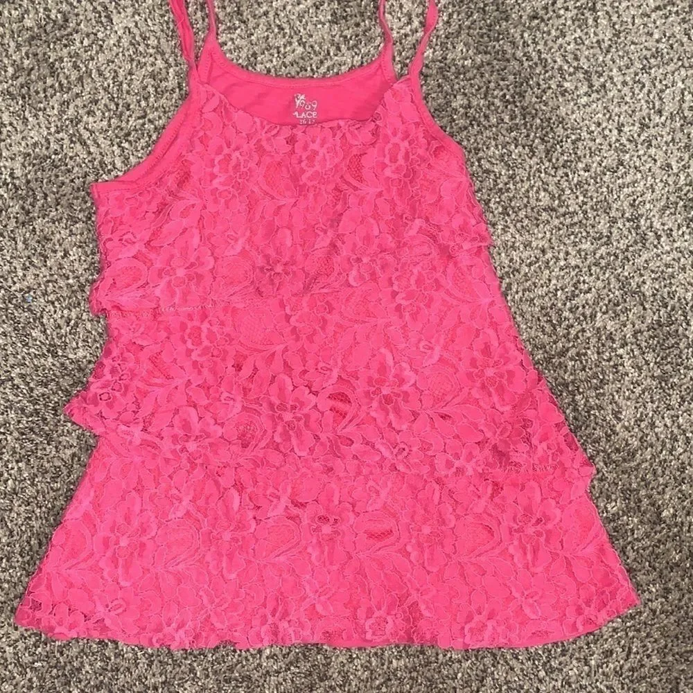 The Children’s Place Lace Ruffle Pink Tank top - Size 10/12